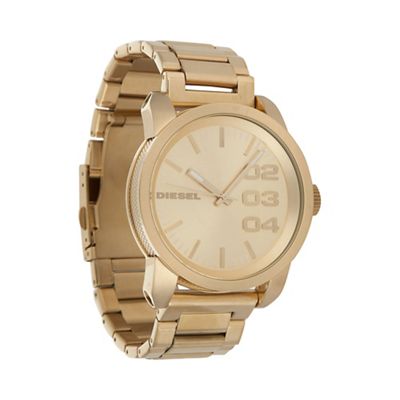 Men's 'Double Down' gold dial & bracelet watch dz1466